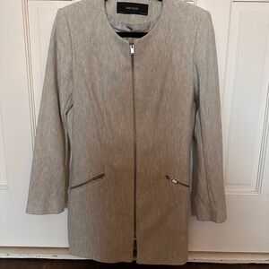 Zara Women's Beige Blazer with Zipper Details